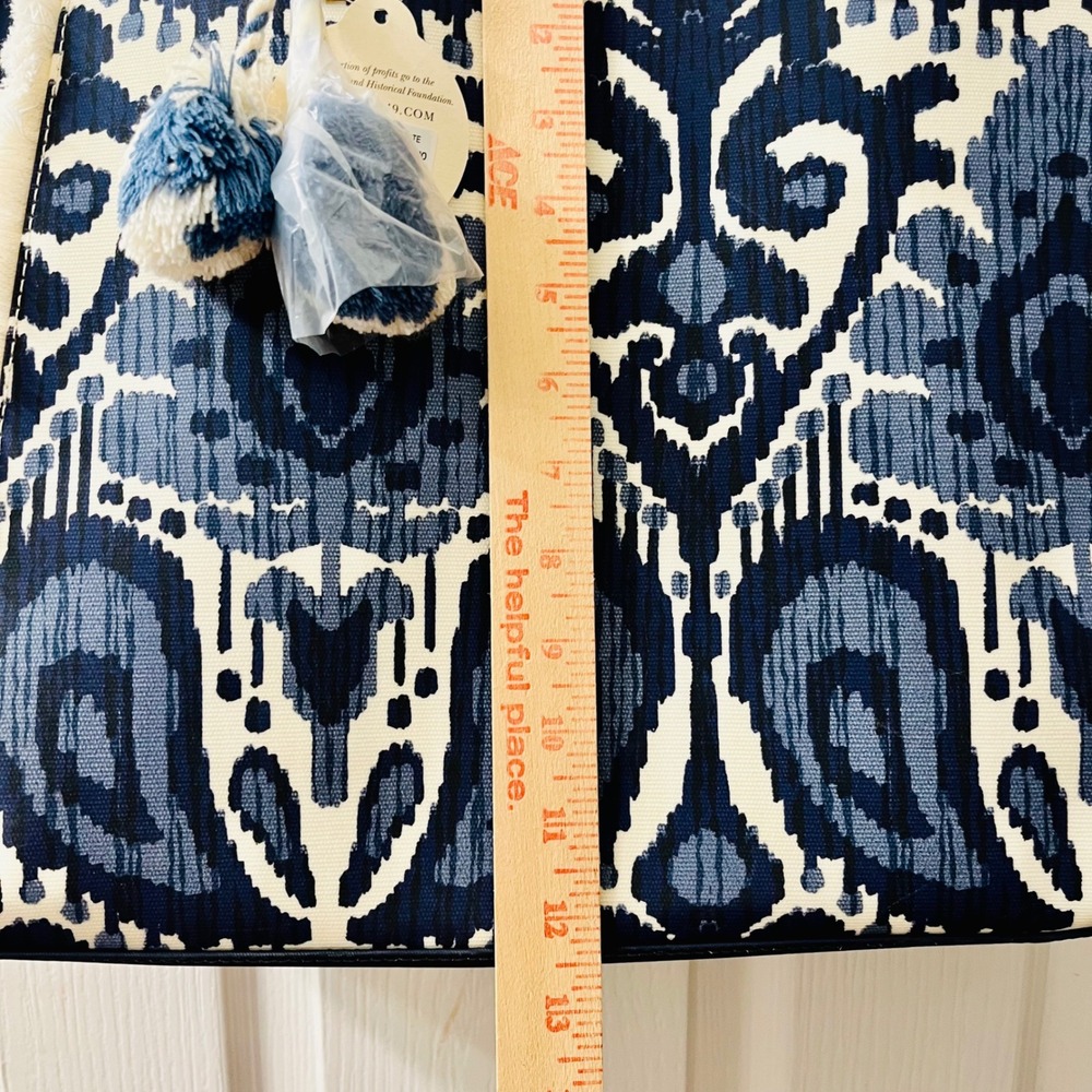 Spartina 449 Moonglade Boho Beach Tote Blue White Ikat Fringe 960675 Rope Straps - Picture 12 of 14